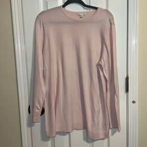 J Jill size Large. Long Sleeve Crew Neck Sweater Tunic Length light pink